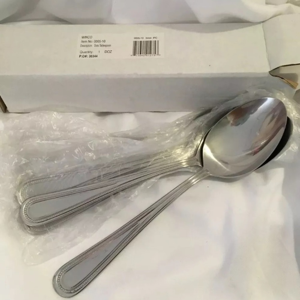 Heavyweight Tablespoon - Set of 12 Tablespoons Dot Pattern NEW - Serving Spoon